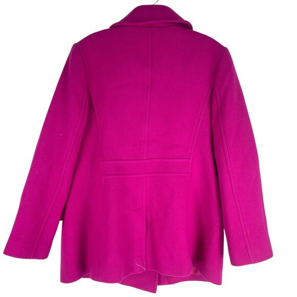 NEW Talbots Wool Blend Double Breasted Pea Coat Hot Pink Size 12 - Picture 5 of 12